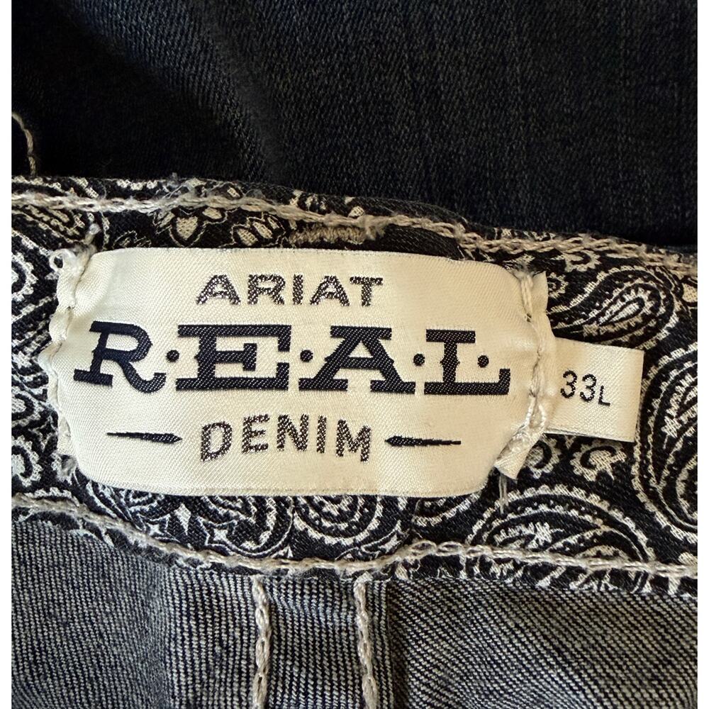 Ariat R.E.A.L. Straight Leg Jean Ocean Blue 33 Long Cowgirl Western Rodeo Casual - Picture 10 of 12